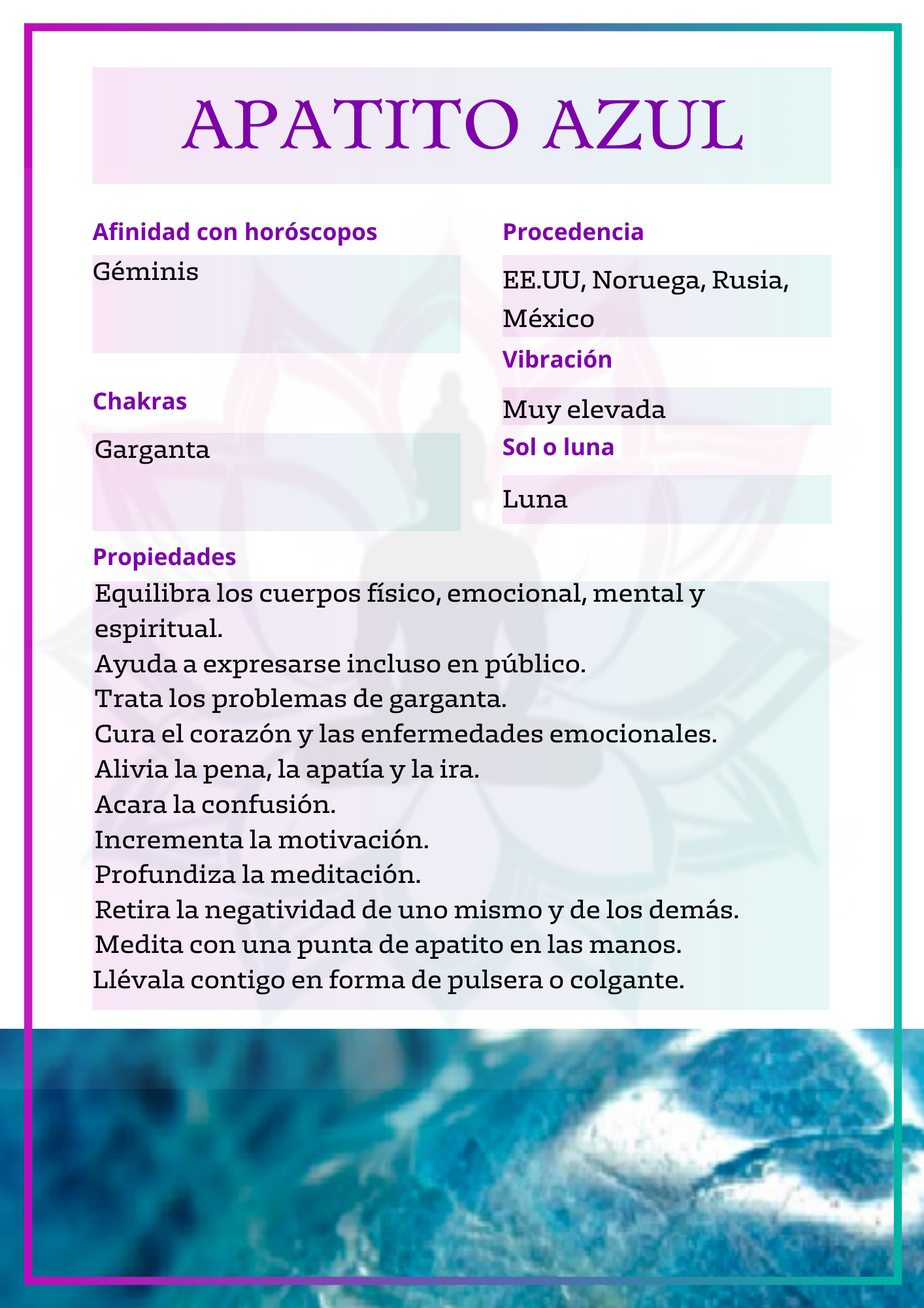 Punta semipulida de Apatito azul