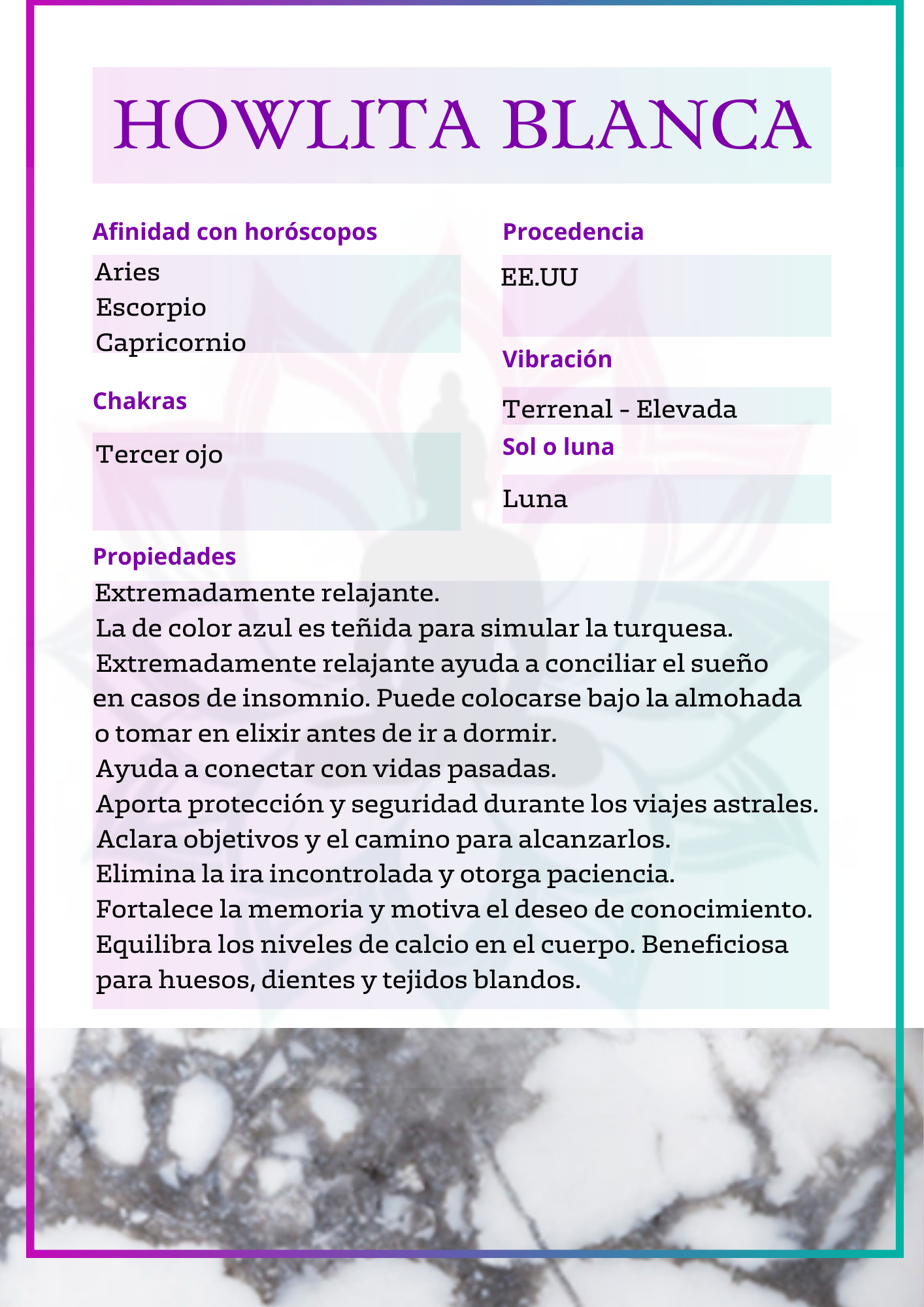 Canto rodado de Howlita blanca