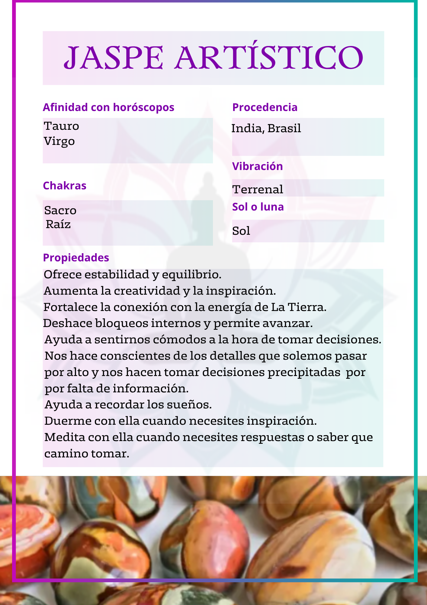 Canto rodado de Jaspe artístico (jaspe policromo o jaspe king)