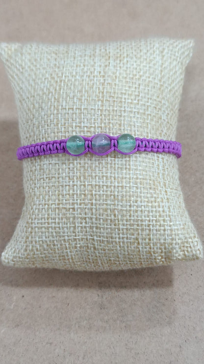 Pulsera de macramé y minerales (3 bolas)