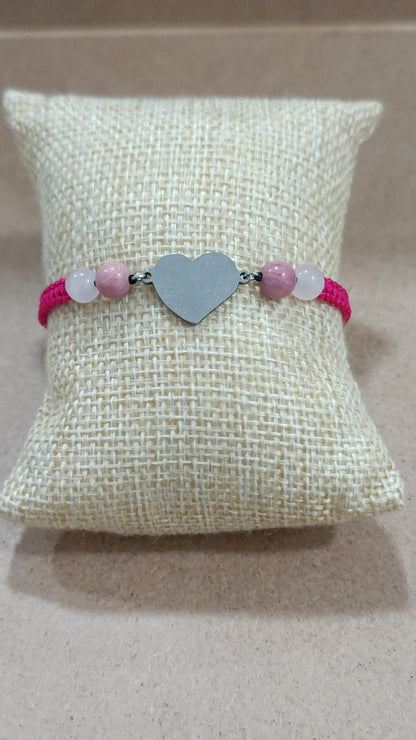 Pulseras de macramé con acero y minerales (4 bolas)