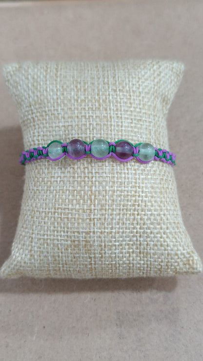 Pulseras de macramé y minerales (5 bolas)