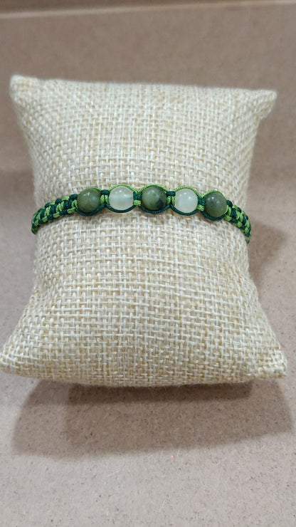 Pulseras de macramé y minerales (5 bolas)