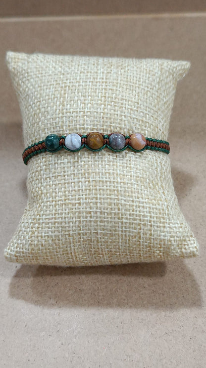 Pulseras de macramé y minerales (5 bolas)