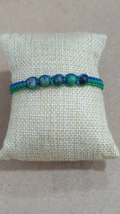 Pulseras de macramé y minerales (5 bolas)
