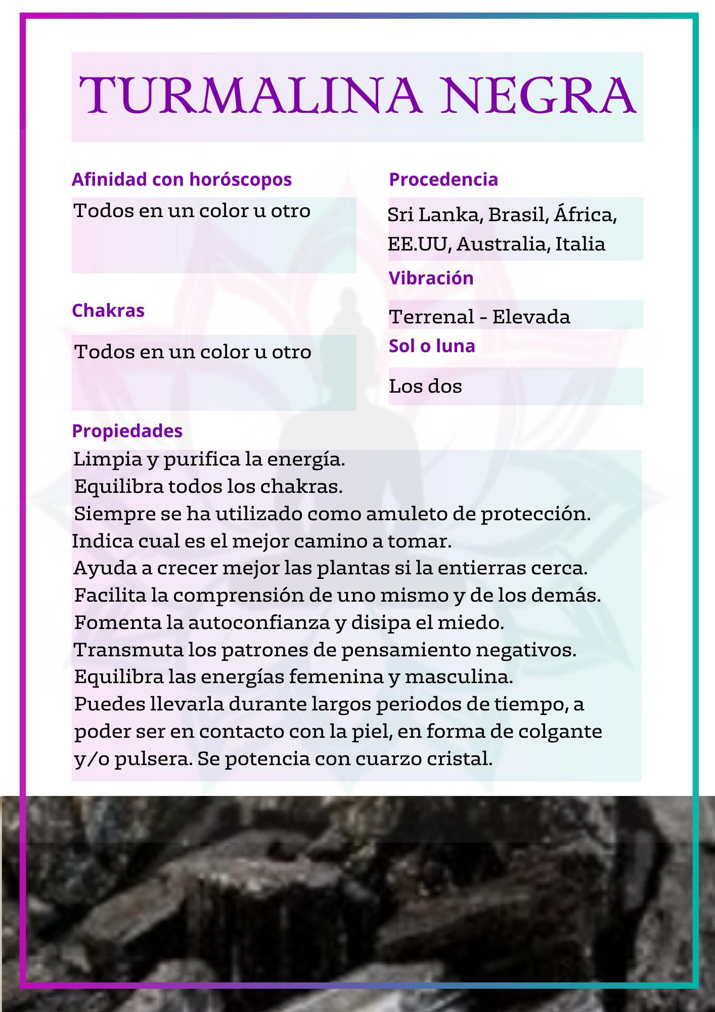 Punta semi-pulida de Turmalina negra