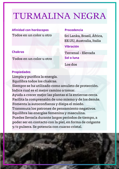 Punta semi-pulida de Turmalina negra