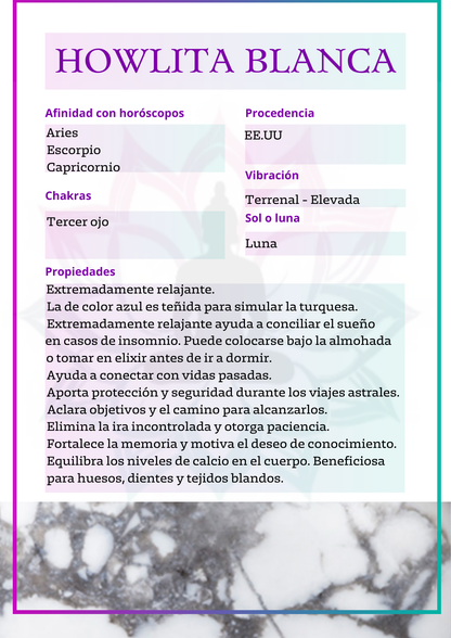 Canto rodado de Howlita blanca