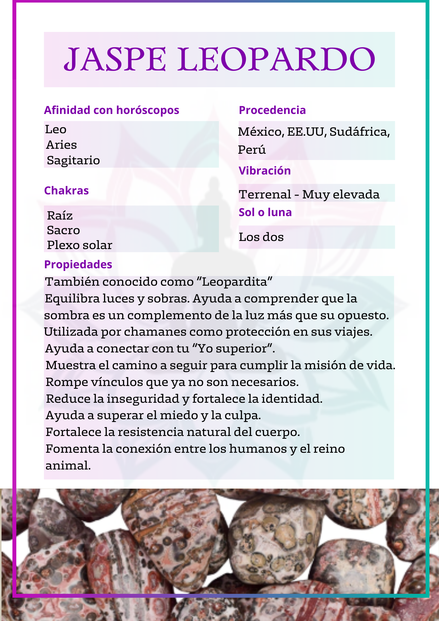 Masivo de Jaspe leopardo (Leopardita)