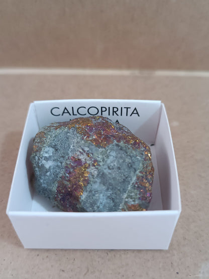 Mineral de colección Calcopirita irisada